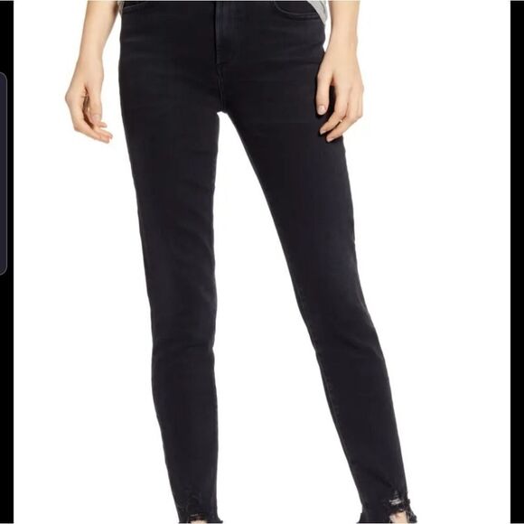 Agolde Sophie High Waist Destroyed Hem Ankle Skinn - Picture 1 of 5